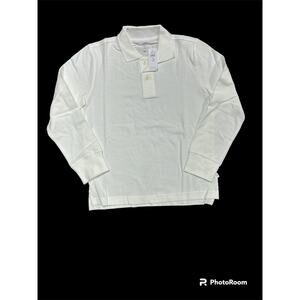NWT‎ Boys GAP Uniform Long sleeve Polo Shirt, Size M Husky (8) White